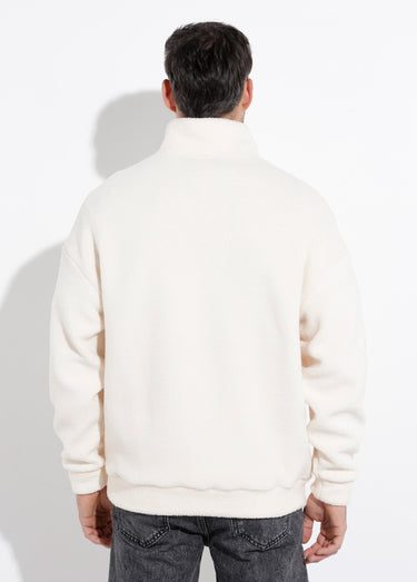 Sweat chaud en polaire col montant zippé Beige