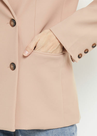 Veste blazer longue, double boutonnage Beige Rose
