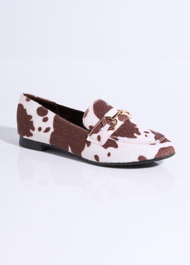 Mocassins chic bout carré, patte métal Marron / Blanc