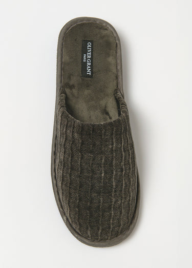 Chaussons mules velours Gris Fonce