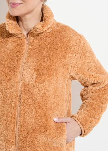 Veste fausse fourrure col montant manches longues Chamois