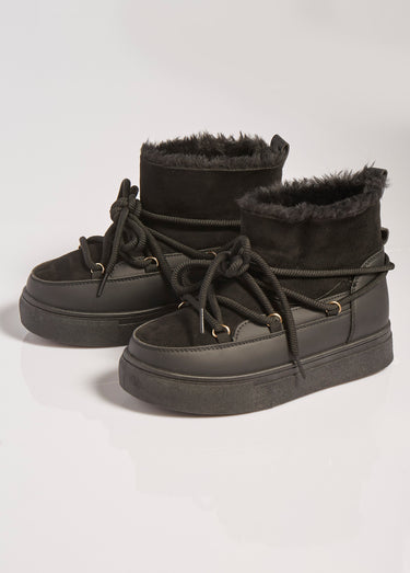 Boots fourrées compensées style après ski Noir