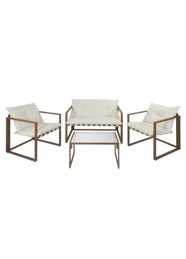 Salon de jardin déperlant 4 pièces métal Beige