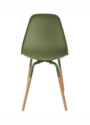 Set 4 Chaises coque claires, pieds bois Vert