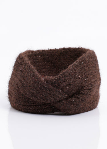 Bandeau chaud maille brillante à sequins Marron
