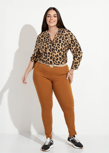 Pantalon extensible taille élastiquée Camel