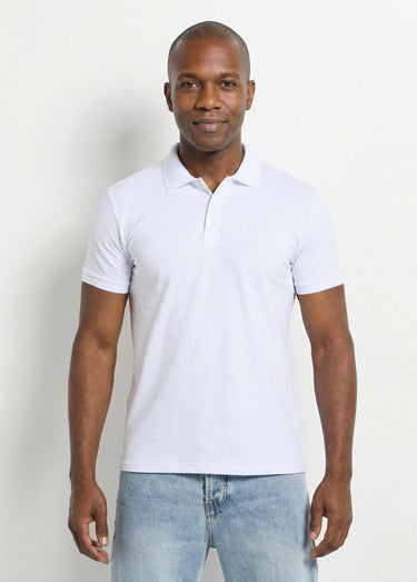 Polo homme manches courtes maille piquée Blanc