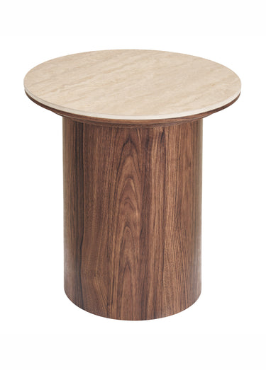 Table d'appoint dessus travertin DELPHI Beige / Marron foncé