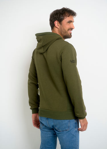 Sweat à capuche demi zip manches longues Kaki