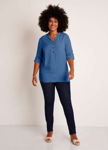 Tunique ample longue manches 3/4 Indigo