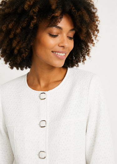 Veste ras de cou manches 3/4 Blanc