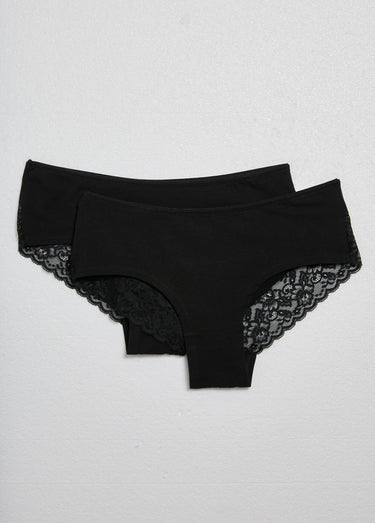 Shorty en coton avec dos dentelle Noir