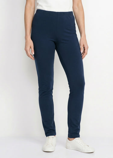 Legging coton stretch taille élastiquée Marine