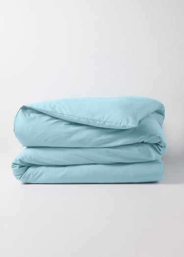 Housse de couette coton uni Bleu Glacier