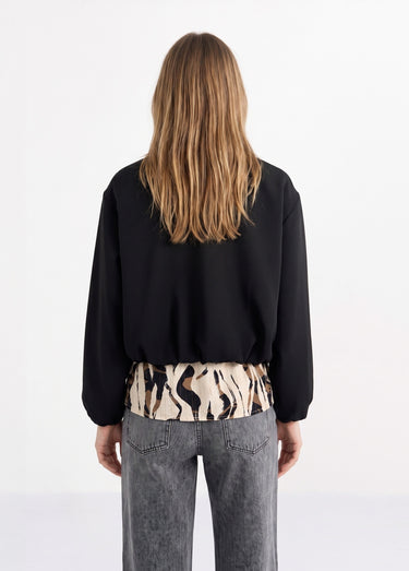 Veste zippée, détails élastiqués Noir