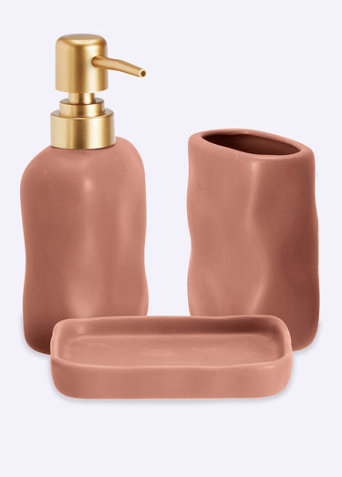 Set salle de bain 3 pièces en céramique Rose