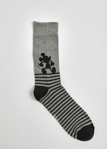 Chaussettes coton, licence Mickey Mouse Raye Noir