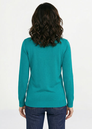 Pull doux col V manches longues Vert