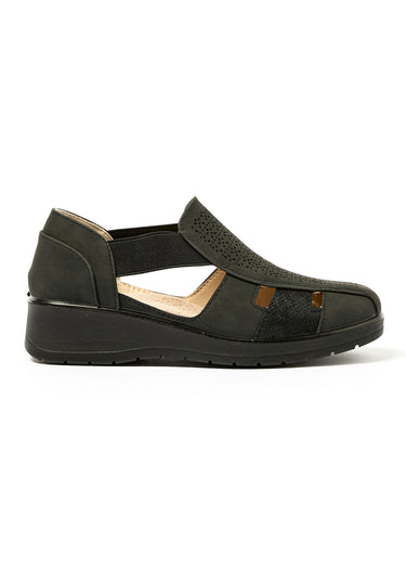 Sandales compensées avec élastiques Noir