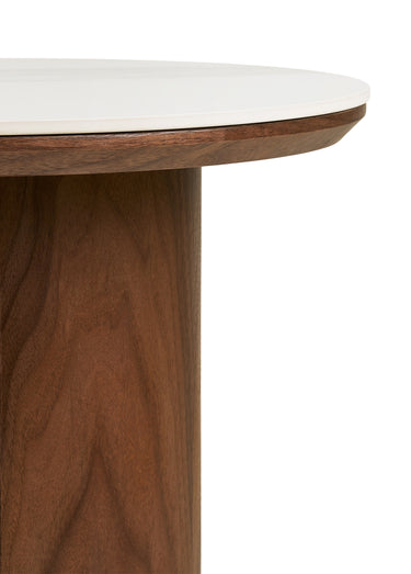 Table d'appoint céramique et frêne NOLI Blanc/Brun foncé