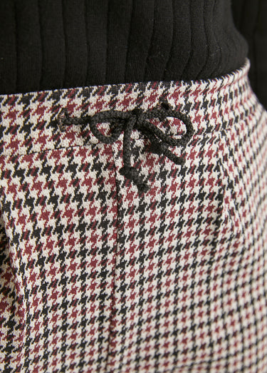 Pantalon droit taille élastiquée maille stretch Bordeaux/Noir