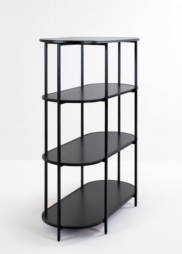 Etagère ovale en métal avec tablettes Noir