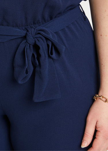 Combi-pantalon unie taille élastiquée Uni Marine