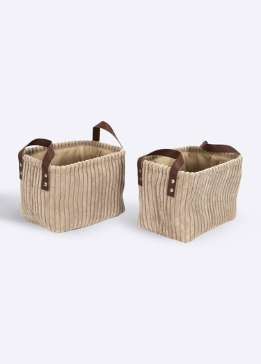 Paniers rangement velours, avec anses Taupe