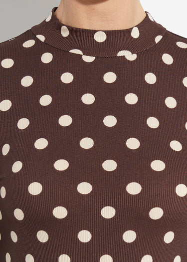 T-shirt cotelé à pois et col montant Chocolat