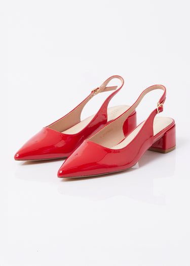 Escarpins slingback vernis pointus Vernis Rouge