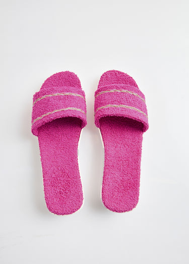 Chaussons mules compensés éponge Fuschia