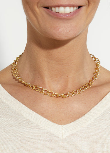 Collier gourmette ras de cou en acier Dore