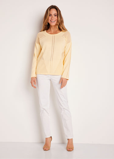 Pull fin ajouré manches longues Vanille