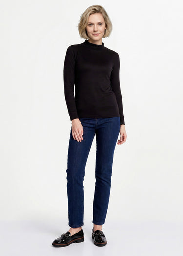 Sous-pull chaud col roulé maille interlock unie Noir