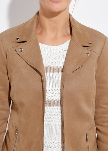Blouson zippé tissu suédé velouté Camel