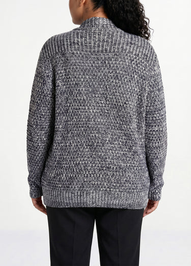 Gilet long bord à bord maille fantaisie Noir