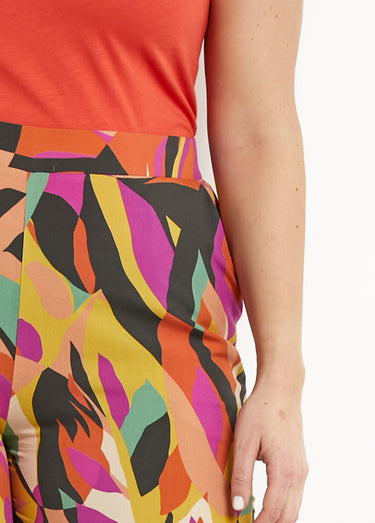Pantalon large taille semi-élastiquée imprimé Multicolore