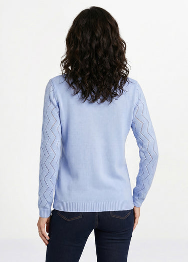 Pull court ajouré torsades Bleu