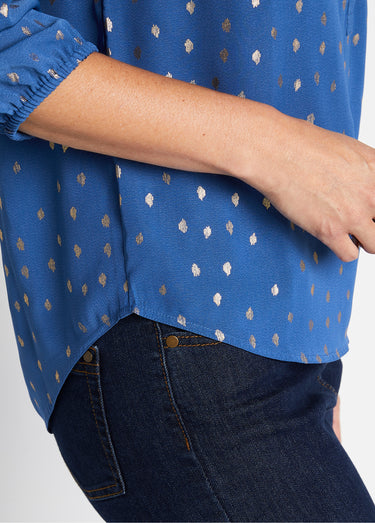 Tunique ample mi-longue manches 3/4 Bleu