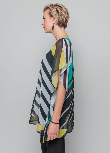 Tunique en voile imprimé Noir/Vert