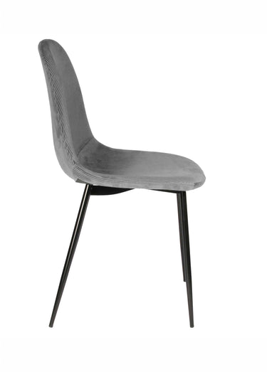 Set 4 Chaises velours cotelé, pieds métal Gris