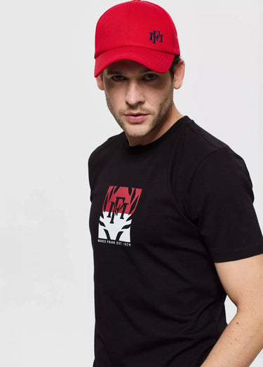 T-shirt col rond avec logo poitrine Noir