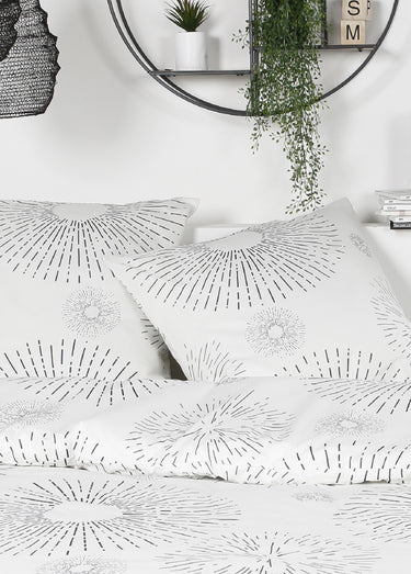 Parure flanelle 240 x 220cm, Rayons Blanc / Noir