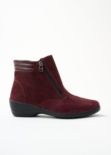 Boots cuir nubuck côtés extensibles Bordeaux