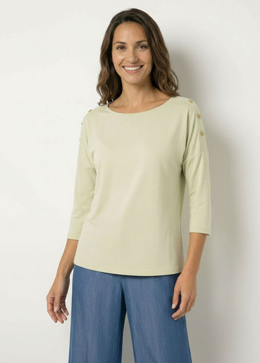 T-shirt marinière rayé manches 3/4 Uni Vert
