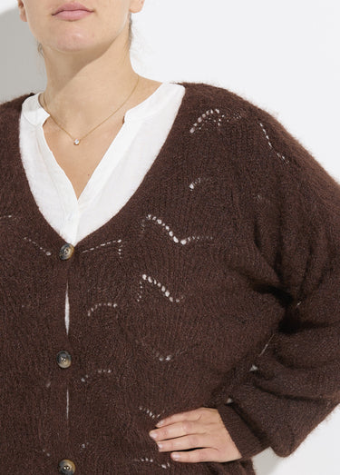 Gilet chaud maille mousseuse avec laine Marron
