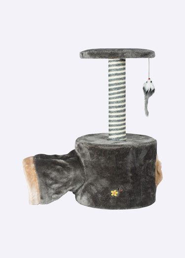 Arbre à chat avec cachette + jouet Gris
