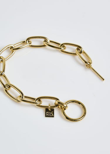 Bracelet maillons ovales en acier inox Dore
