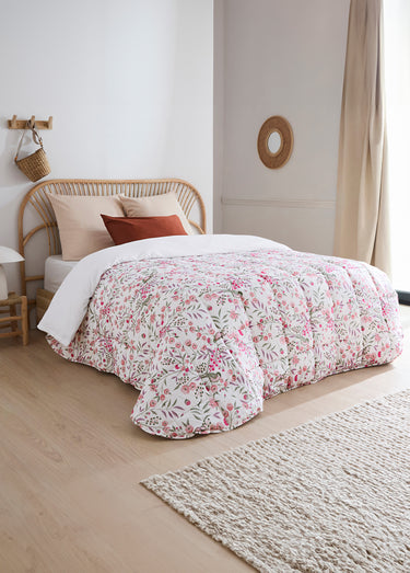 Couette polycoton double face 200 g/m² Blanc/Rose