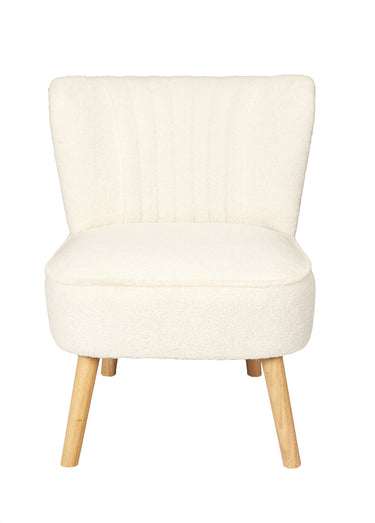 Fauteuil bas confort en bouclette Blanc